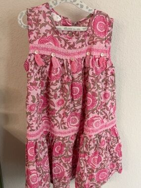 Mud Pie Pink Floral Tassel Sundress